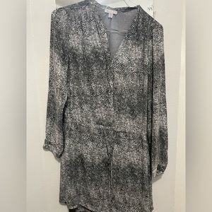 gray with black and white romper